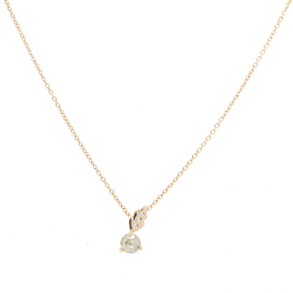 Tiny Leaf Pendant Necklace with Checker Cut Diamonds
