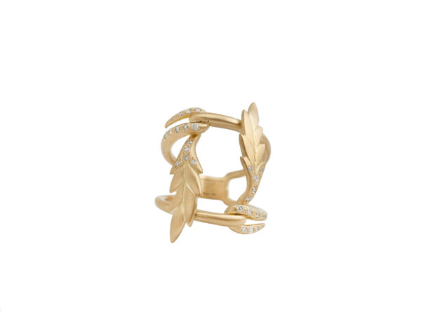 Anello Doppia Foglia Satinato